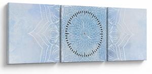 Obraz - Zimowa mandala (z zegarem) (90x30 cm)