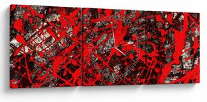 Obraz - Ekspresyjna abstrakcja (z zegarem) (90x30 cm)