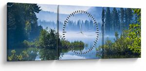 Obraz górskiego jeziora (z zegarem) (90x30 cm)