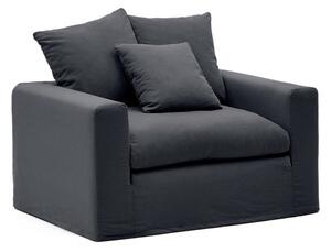 Antracytowy lniany fotel Nora – Kave Home
