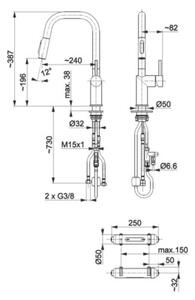 Bateria kuchenna stojąca KFA ARMATURA Duero Pure Style z filtrem wody Szary metaliczny 6623-312-61