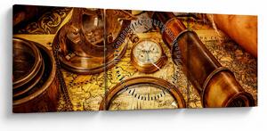 Obraz - Historyczne narzędzia marynarzy (z zegarem) (90x30 cm)