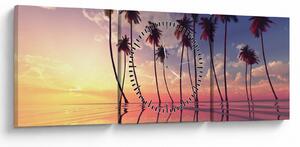 Obraz palm wznoszących się nad powierzchnią (z zegarem) (90x30 cm)