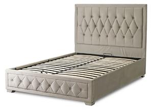 Szare nowoczesne pikowane łóżko z zagłówkiem 140x200 - Efez