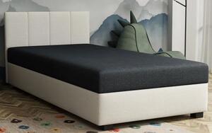 Młodzieżowe łóżko tapicerowane 80x195 cm ecru + czarny - Eziena 3X