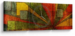 Obraz abstrakcji geometrycznej (z zegarem) (90x30 cm)