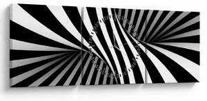Abstrakcyjny obraz z paskami zebry (z zegarem) (90x30 cm)