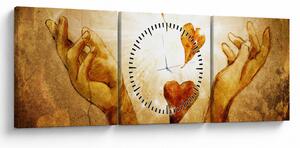 Obraz - Malowanie rąk pełnych miłości (z zegarem) (90x30 cm)