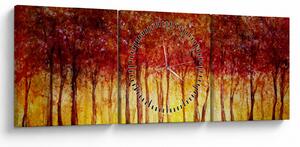 Obraz - Malowanie lasu liściastego (z zegarem) (90x30 cm)