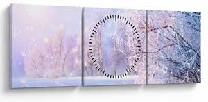 Obraz - Mroźna zima (z zegarem) (90x30 cm)