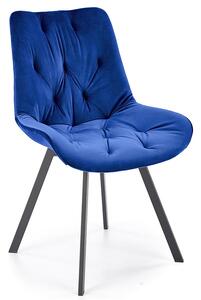 Granatowe metalowe tapicerowane krzesło obrotowe - Blubell
