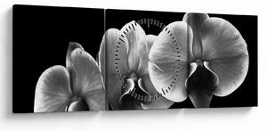 Obraz kwiatu orchidei (z zegarem) (90x30 cm)