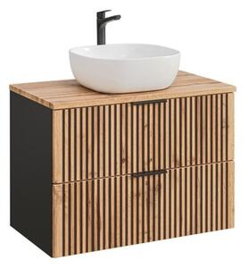Szafka pod umywalkę XILO BLACK WOTAN 82 80cm czarna/dąb