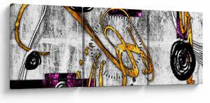 Obraz abstrakcji (z zegarem) (90x30 cm)