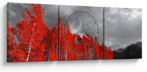 Obraz - Drzewa w kolorze jesieni (z zegarem) (90x30 cm)