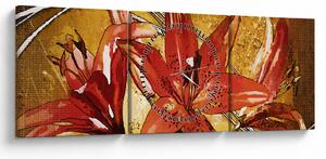 Obraz kwiatów lilii (z zegarem) (90x30 cm)