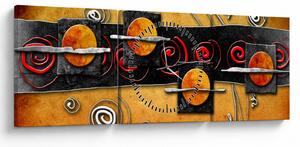 Abstrakcyjny obraz - Planety (z zegarem) (90x30 cm)