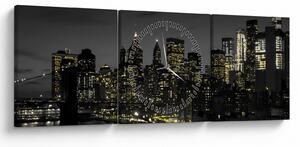 Obraz nocnej metropolii (z zegarem) (90x30 cm)