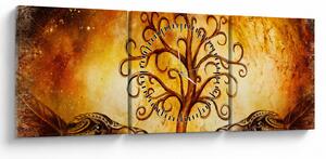 Naturalny abstrakcyjny obraz drzewa (z zegarem) (90x30 cm)