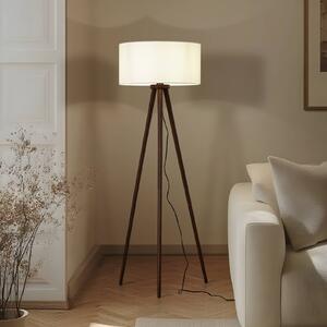 Lampa stojąca Charlia Lindby, ciemne drewno, salon / jadalnia, tkanina / materiał / jedwab, skandynawski