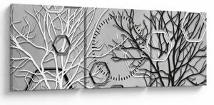 Abstrakcyjny obraz z drzewami (z zegarem) (90x30 cm)