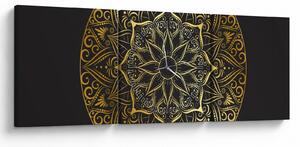 Obraz złotej abstrakcji (z zegarem) (90x30 cm)
