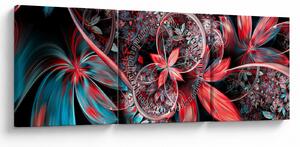 Abstrakcyjny obraz egzotycznych kwiatów (z zegarem) (90x30 cm)