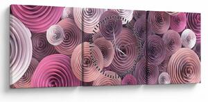 Abstrakcyjny obraz kwiatów róży (z zegarem) (90x30 cm)