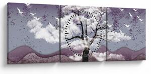Obraz - Drzewo w chmurach (z zegarem) (90x30 cm)