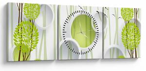 Obraz abstrakcji z drzewami (z zegarem) (90x30 cm)