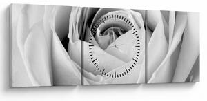 Obraz - Detal kwiatu róży (z zegarem) (90x30 cm)