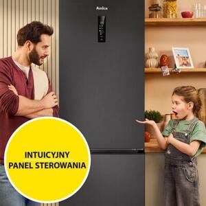 Lodówka AMICA FK3706D.5DFXCM (D) No Frost 200cm Czarny/Inox