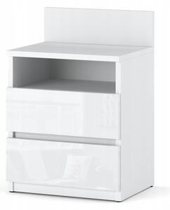 Szafka Nocna STIVMEBLE 2 Szuflady 40 CM Stolik Nakastlik BiaÅy Mat BiaÅy PoÅysk 40x32x59 CM