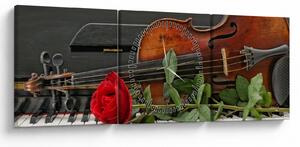 Obraz - Pamięć muzyka (z zegarem) (90x30 cm)