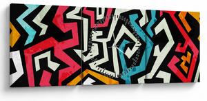 Obraz abstrakcji graficznej (z zegarem) (90x30 cm)