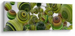 Obraz pasiastych kulek (z zegarem) (90x30 cm)