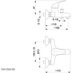 Bateria wannowa natynkowa KFA ARMATURA Baryt 554-010-00 Chrom