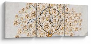 Obraz drzewa kwiatowego (z zegarem) (90x30 cm)