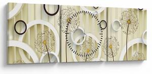 Abstrakcyjny obraz z dmuchawcami (z zegarem) (90x30 cm)