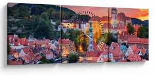 Obraz - Český Krumlov (z zegarem) (90x30 cm)
