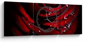 Obraz - Detal róży (z zegarem) (90x30 cm)