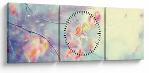 Obraz - Listki w lodzie (z zegarem) (90x30 cm)