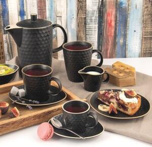 Talerz deserowy ceramiczny czarny TEA TIME 16,5x15 cm