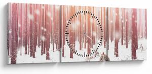 Obraz - Zebra w śnieżnym lesie (z zegarem) (90x30 cm)