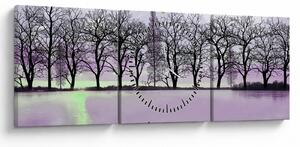 Obraz - Łodka na jeziorze (z zegarem) (90x30 cm)