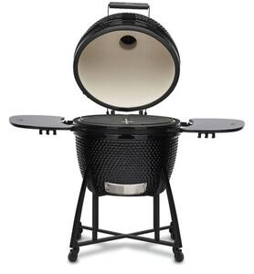 Grill ogrodowy ceramiczny węglowy KOLER Kamado EG26 Zamykany, na kółkach, termometr, półki boczne, żeliwny ruszt