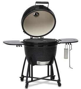 Grill ogrodowy ceramiczny węglowy KOLER Kamado EG26 Zamykany, na kółkach, termometr, półki boczne, żeliwny ruszt