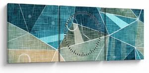 Obraz - Turkusowa abstrakcja (z zegarem) (90x30 cm)
