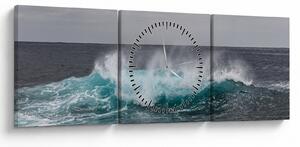 Obraz - Fale w oceanie (z zegarem) (90x30 cm)