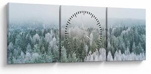 Obraz - Ośnieżone szczyty lasów (z zegarem) (90x30 cm)